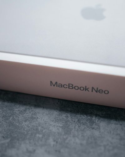 Macbook neo box with apple logo